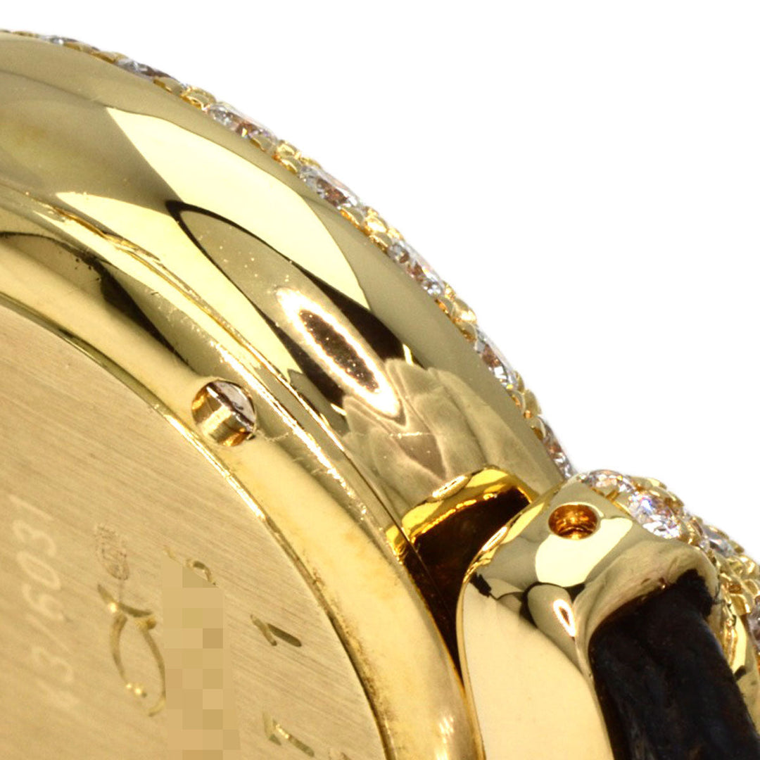 Chopard Watches Quartz 43/6031S K18YG, leather gold Kashmir Diamond Maker Complete White shell dial Women Used Authentic