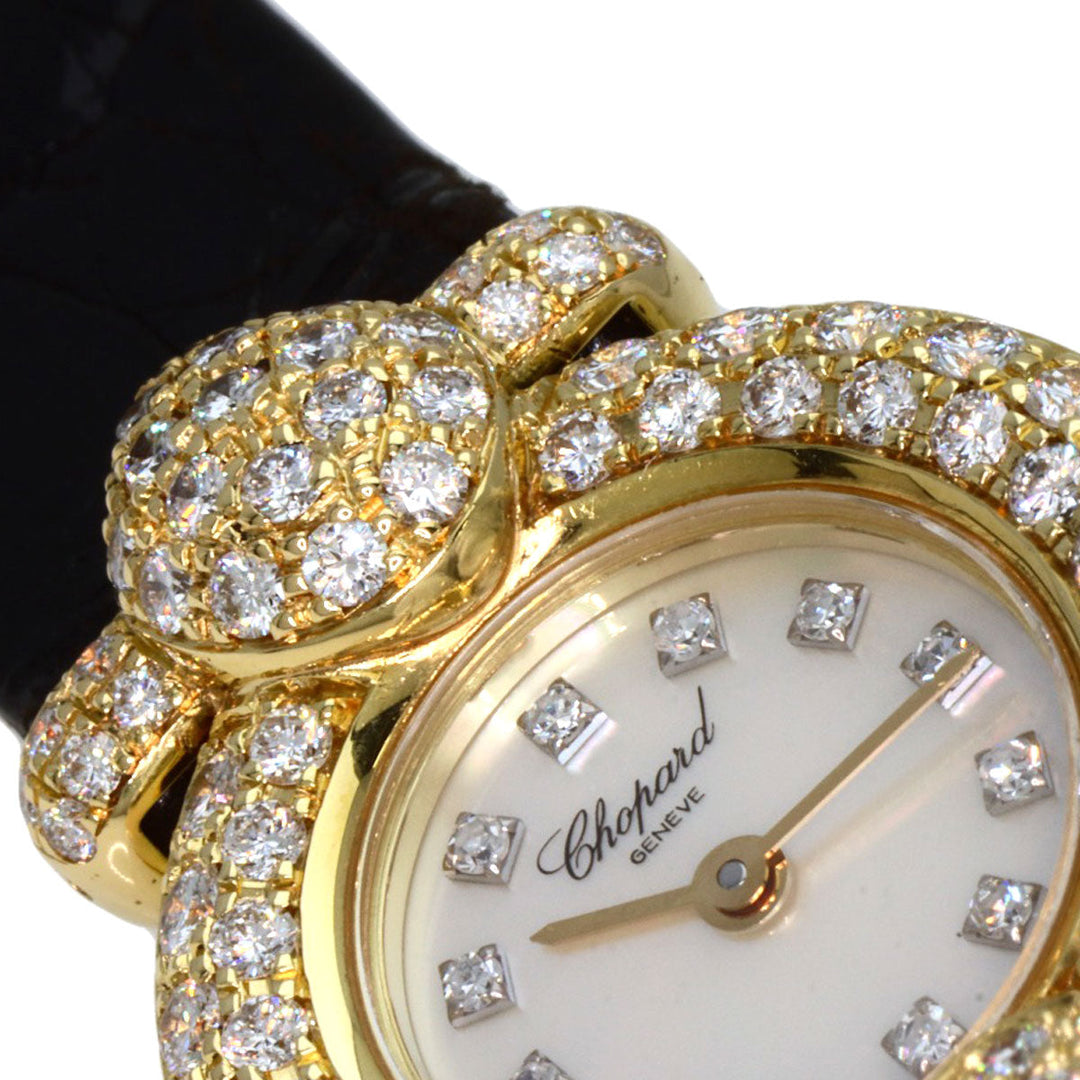 Chopard Watches Quartz 43/6031S K18YG, leather gold Kashmir Diamond Maker Complete White shell dial Women Used Authentic