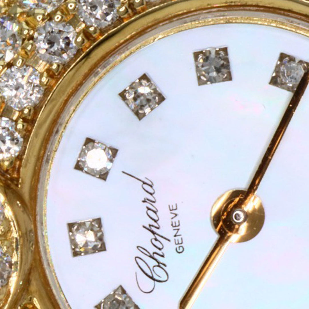 Chopard Watches Quartz 43/6031S K18YG, leather gold Kashmir Diamond Maker Complete White shell dial Women Used Authentic