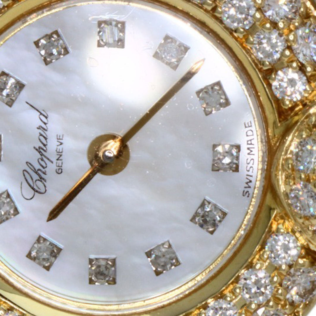 Chopard Watches Quartz 43/6031S K18YG, leather gold Kashmir Diamond Maker Complete White shell dial Women Used Authentic