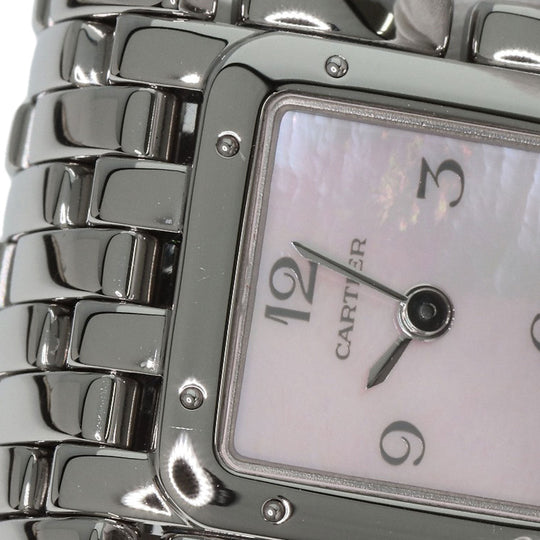 CARTIER Watches Quartz W61003T9 Stainless Steel , Stainless Steel Silver PANTHERE Ryuban Pink shell dial Women Used Authentic