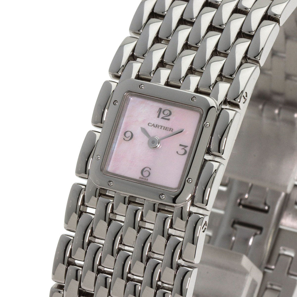 CARTIER Watches Quartz W61003T9 Stainless Steel , Stainless Steel Silver PANTHERE Ryuban Pink shell dial Women Used Authentic