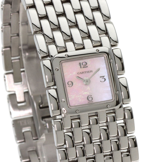 CARTIER Watches Quartz W61003T9 Stainless Steel , Stainless Steel Silver PANTHERE Ryuban Pink shell dial Women Used Authentic