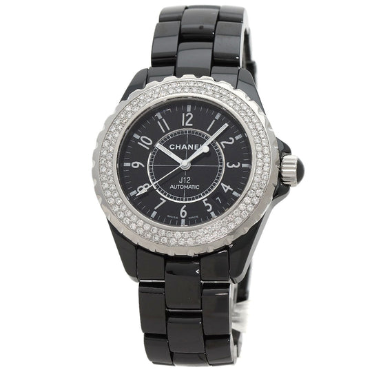 CHANEL Watches Mechanical Automatic H0950 ceramic Silver J12 1.5" Double Diamond Bezel black dial