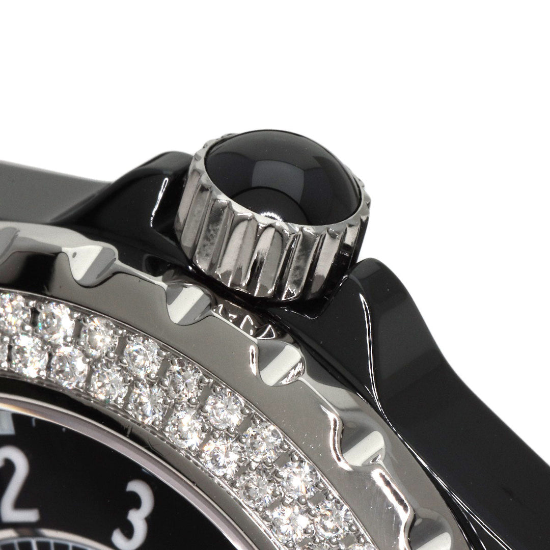 CHANEL Watches Mechanical Automatic H0950 ceramic Silver J12 1.5" Double Diamond Bezel black dial