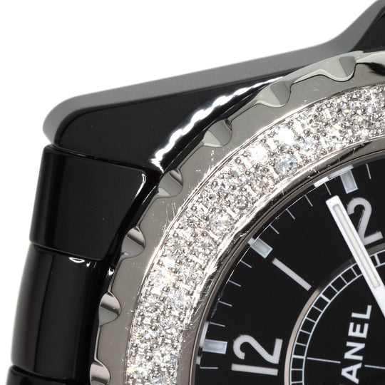CHANEL Watches Mechanical Automatic H0950 ceramic Silver J12 1.5" Double Diamond Bezel black dial