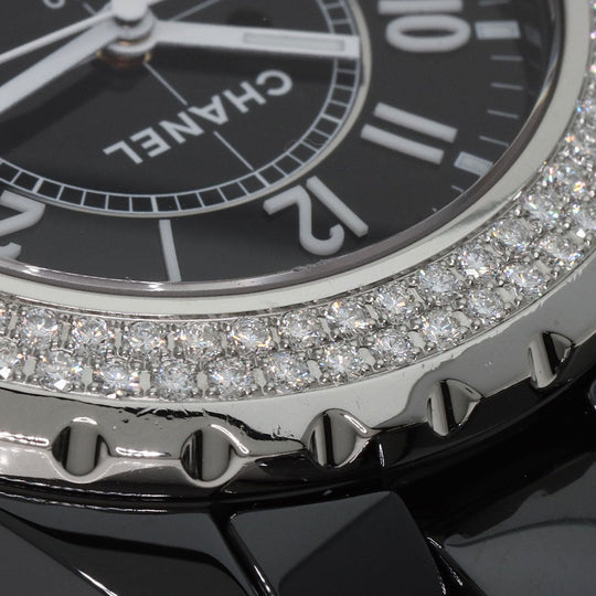 CHANEL Watches Mechanical Automatic H0950 ceramic Silver J12 1.5" Double Diamond Bezel black dial