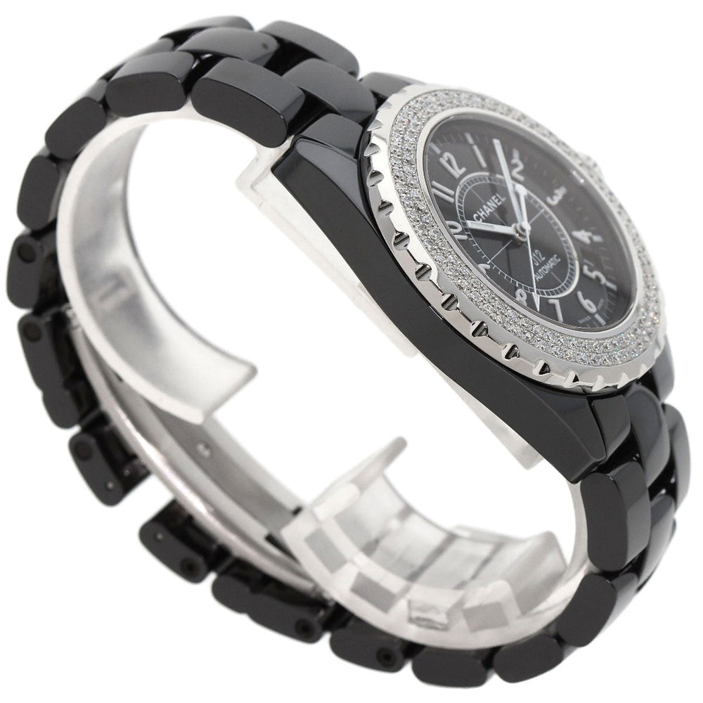 CHANEL Watches Mechanical Automatic H0950 Ceramic, Ceramic Silver J12 1.5" Double Diamond Bezel black dial mens Used Authentic
