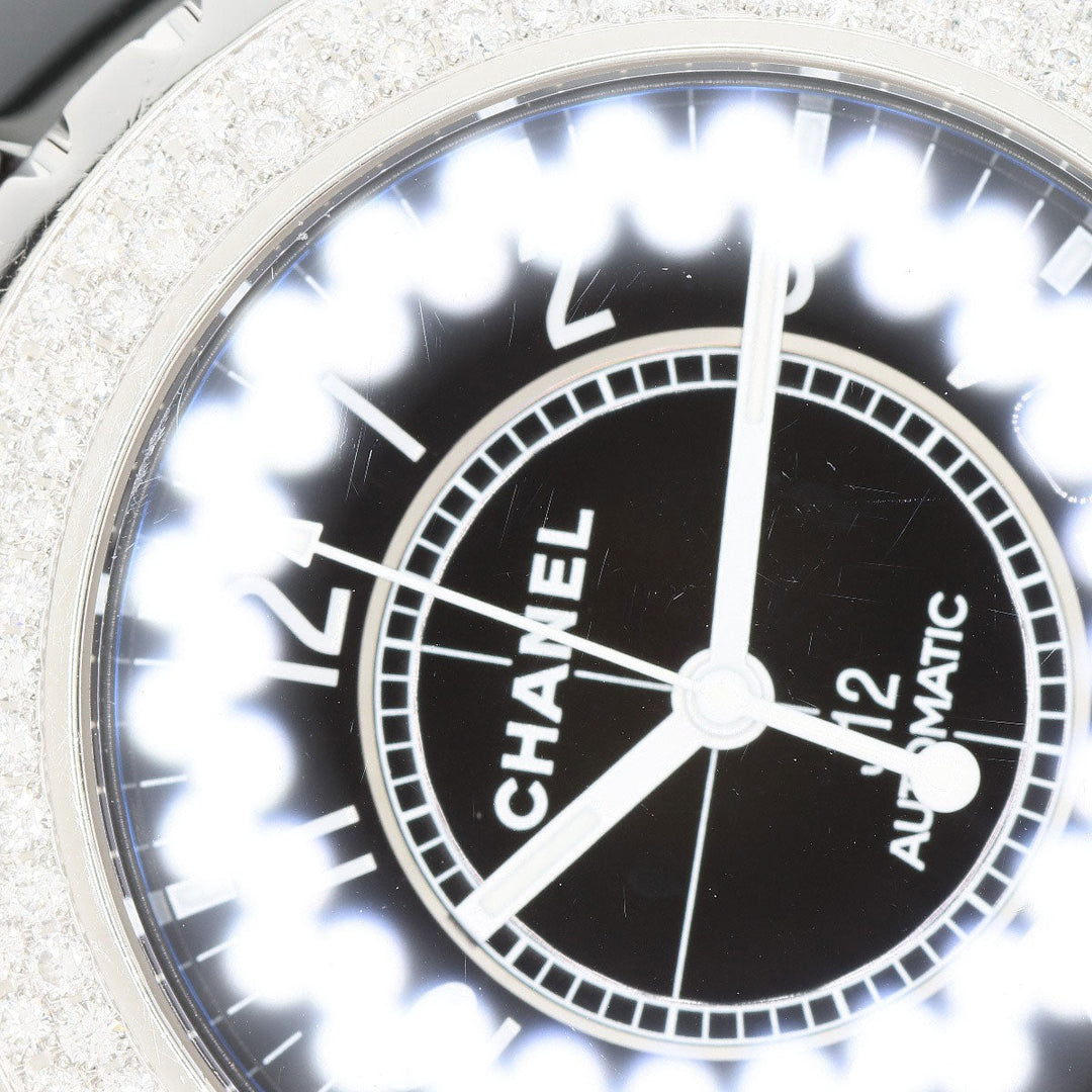 CHANEL Watches Mechanical Automatic H0950 ceramic Silver J12 1.5" Double Diamond Bezel black dial