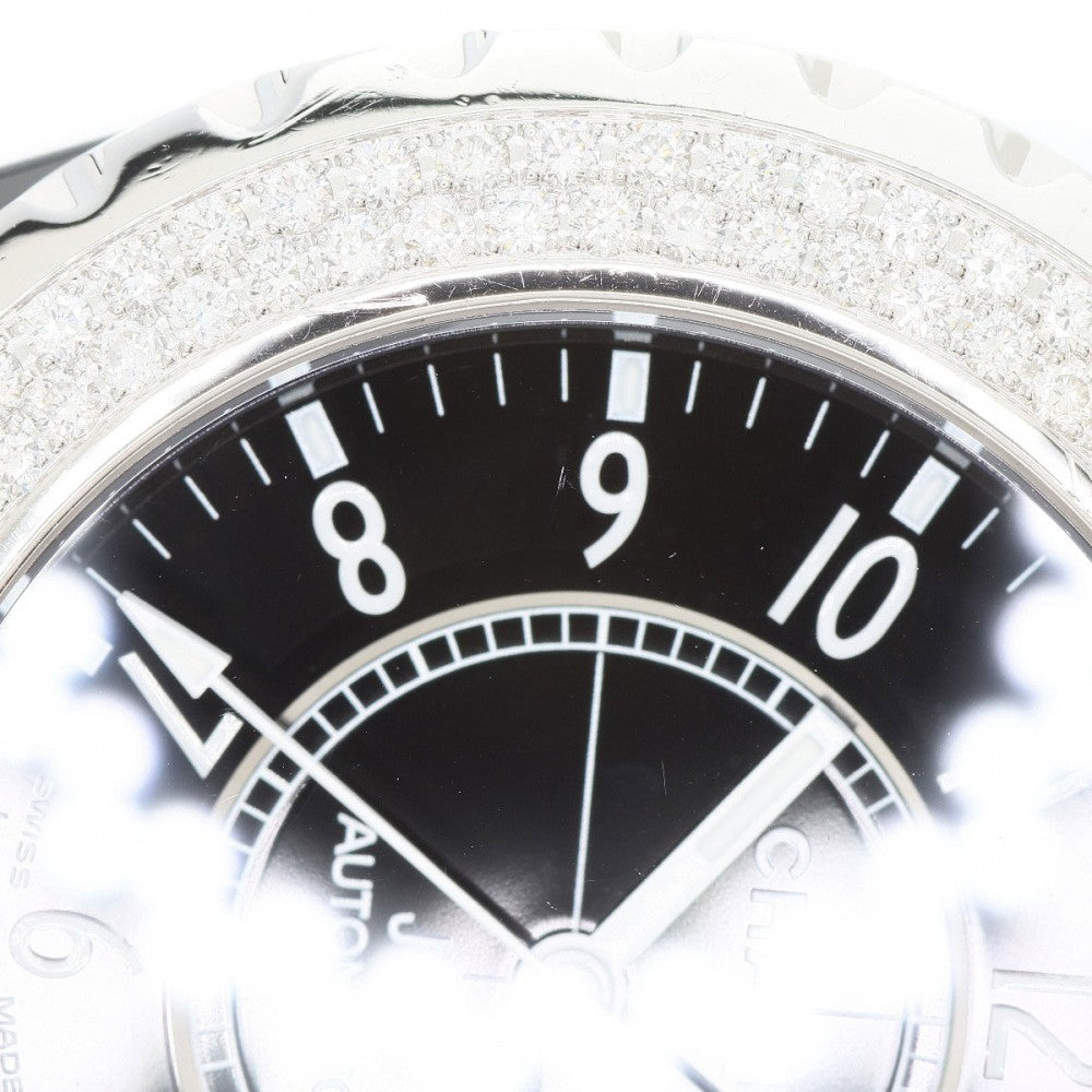 CHANEL Watches Mechanical Automatic H0950 ceramic Silver J12 1.5" Double Diamond Bezel black dial