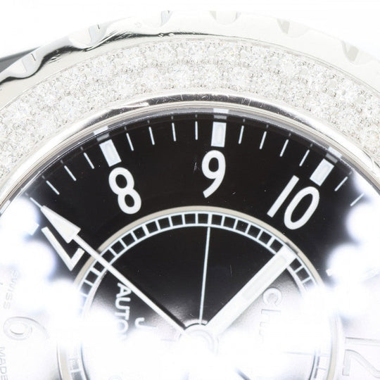 CHANEL Watches Mechanical Automatic H0950 ceramic Silver J12 1.5" Double Diamond Bezel black dial