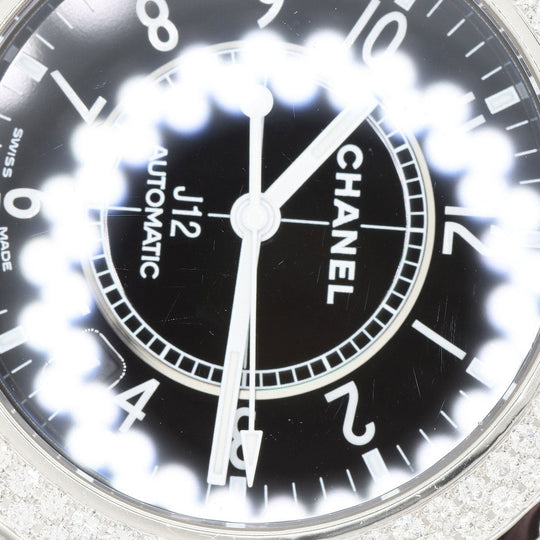 CHANEL Watches Mechanical Automatic H0950 ceramic Silver J12 1.5" Double Diamond Bezel black dial