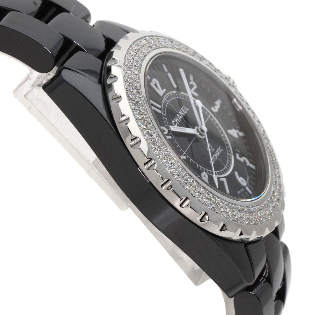 CHANEL Watches Mechanical Automatic H0950 ceramic Silver J12 1.5" Double Diamond Bezel black dial