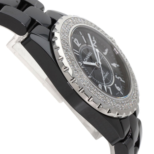 CHANEL Watches Mechanical Automatic H0950 ceramic Silver J12 1.5" Double Diamond Bezel black dial
