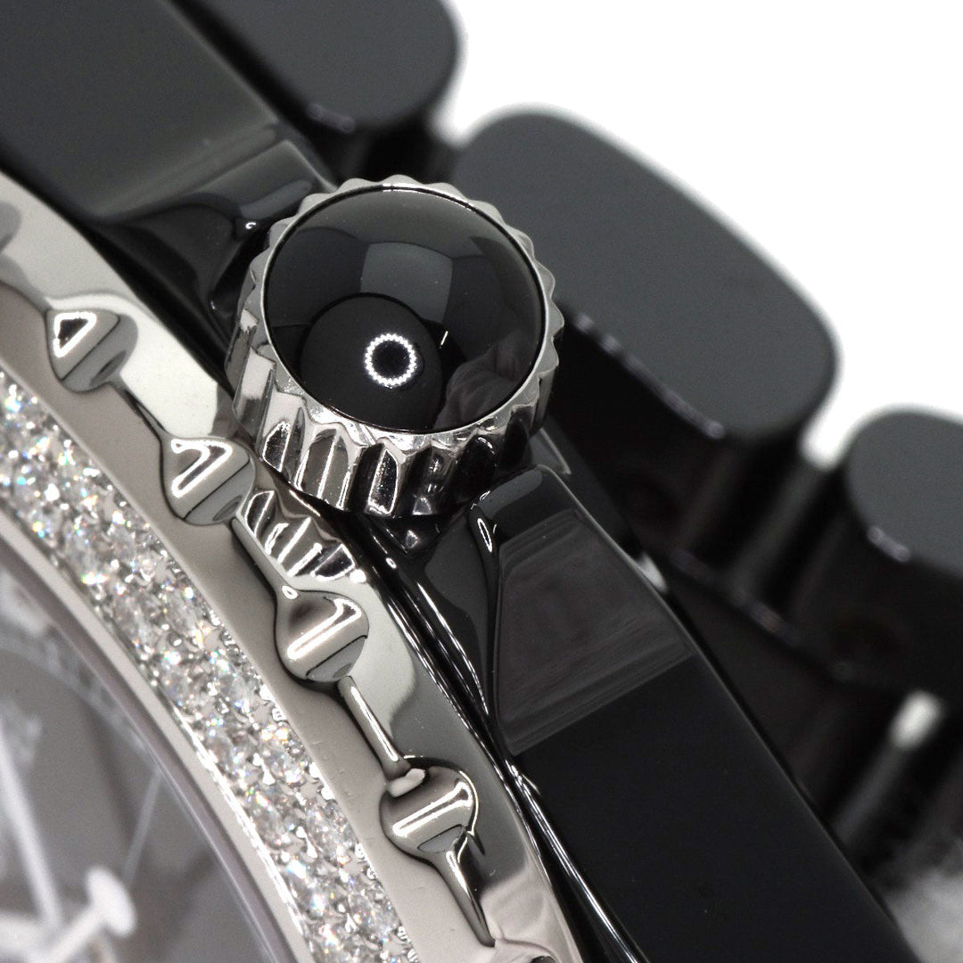 CHANEL Watches Mechanical Automatic H0950 ceramic Silver J12 1.5" Double Diamond Bezel black dial