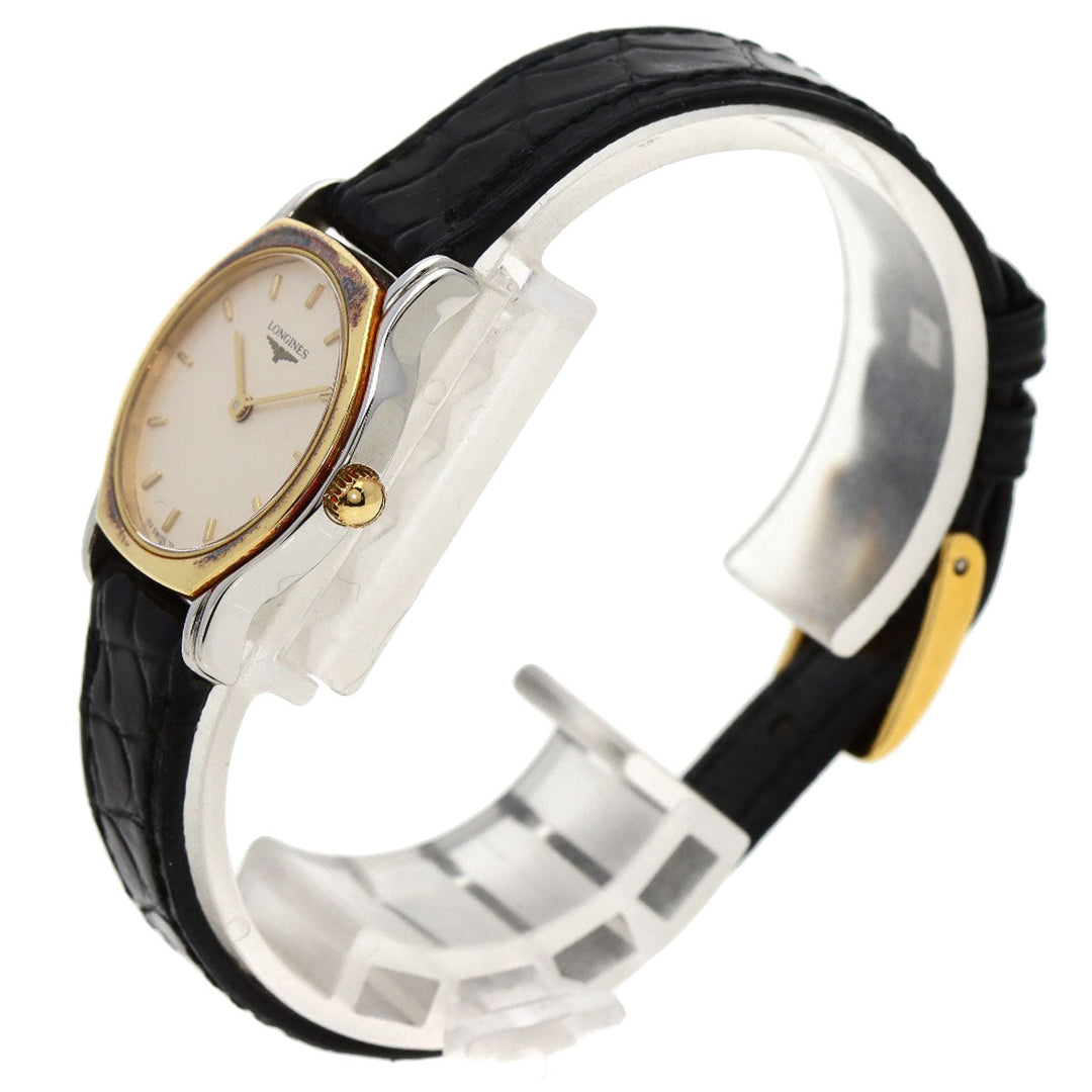 LONGINES Watches Quartz 7241 153 Stainless Steel, Leather, Gold Plated Silver Round face Silver dial Women Used Authentic