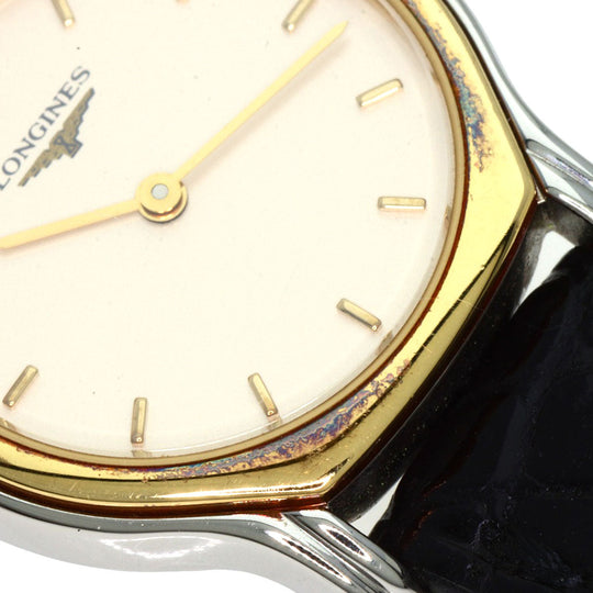 LONGINES Watches Quartz 7241 153 Stainless Steel, Leather, Gold Plated Silver Round face Silver dial Women Used Authentic