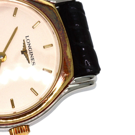LONGINES Watches Quartz 7241 153 Stainless Steel, Leather, Gold Plated Silver Round face Silver dial Women Used Authentic