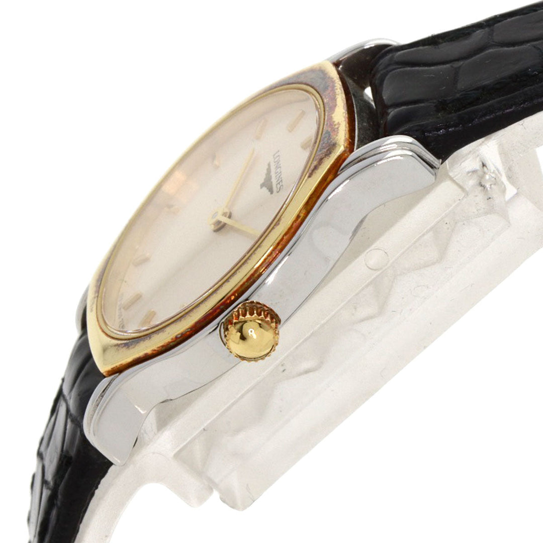 LONGINES Watches Quartz 7241 153 Stainless Steel, Leather, Gold Plated Silver Round face Silver dial Women Used Authentic