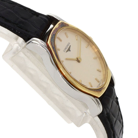 LONGINES Watches Quartz 7241 153 Stainless Steel, Leather, Gold Plated Silver Round face Silver dial Women Used Authentic