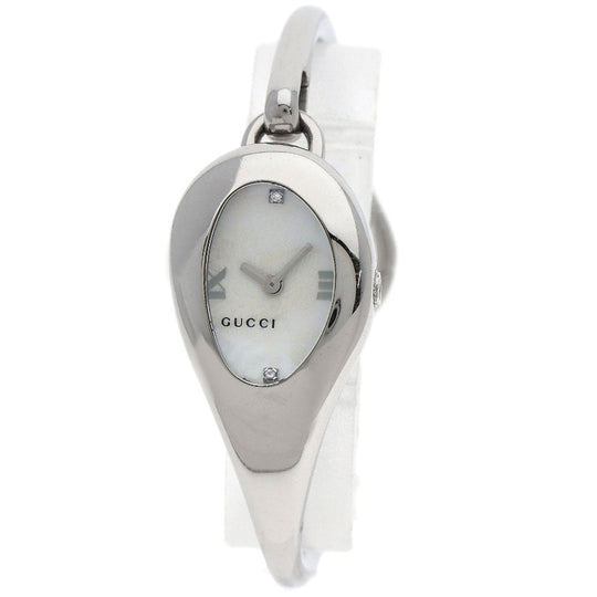 GUCCI Watches Quartz YA103526 Stainless Steel , Stainless Steel Silver Horsebit bangle white dial Women Used Authentic
