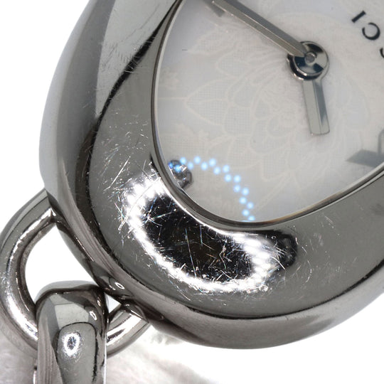 GUCCI Watches Quartz YA103526 Stainless Steel , Stainless Steel Silver Horsebit bangle white dial Women Used Authentic
