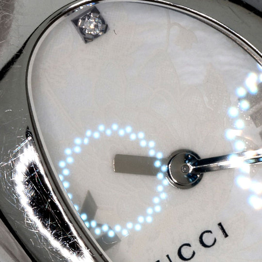GUCCI Watches Quartz YA103526 Stainless Steel , Stainless Steel Silver Horsebit bangle white dial Women Used Authentic