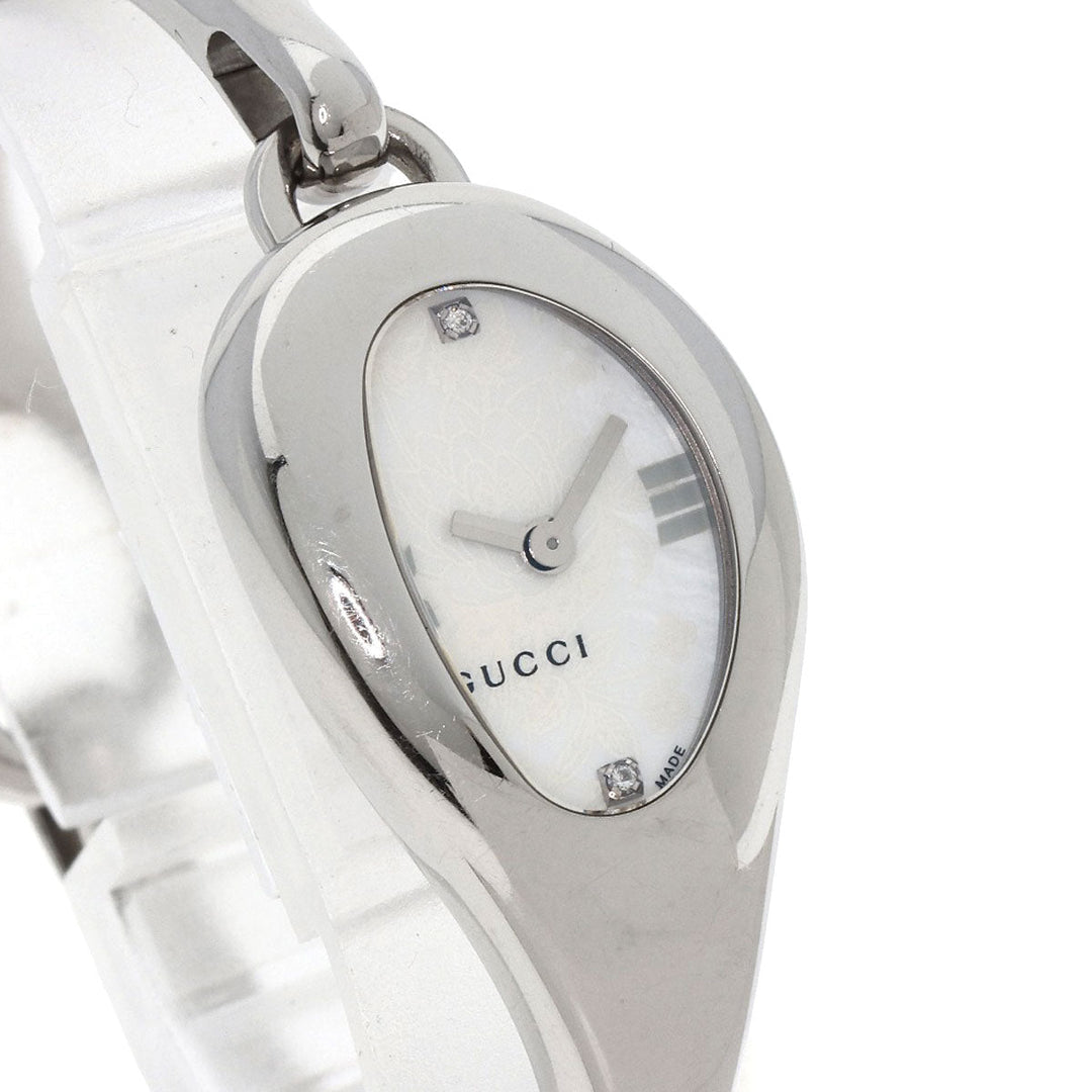GUCCI Watches Quartz YA103526 Stainless Steel , Stainless Steel Silver Horsebit bangle white dial Women Used Authentic