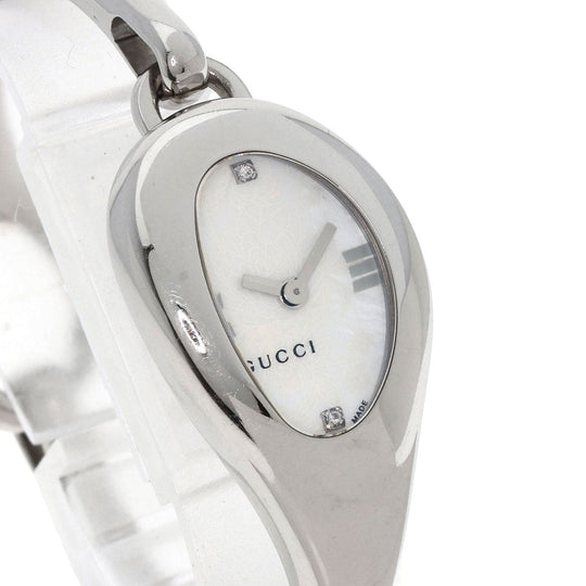 GUCCI Watches Quartz YA103526 Stainless Steel , Stainless Steel Silver Horsebit bangle white dial Women Used Authentic