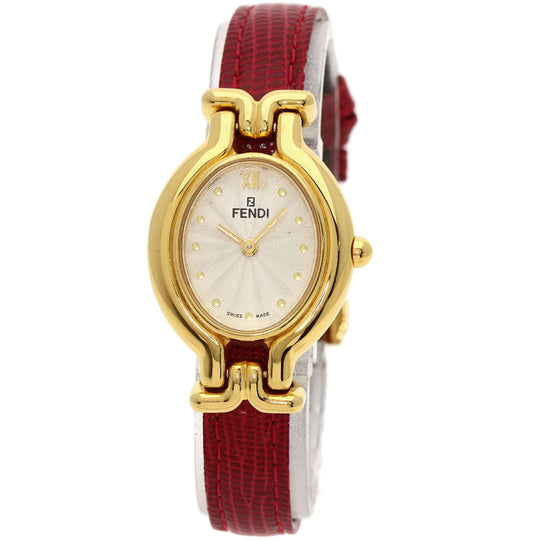 FENDI Watches Quartz 640L Gold Plated gold Oval Face Change Belt Silver dial