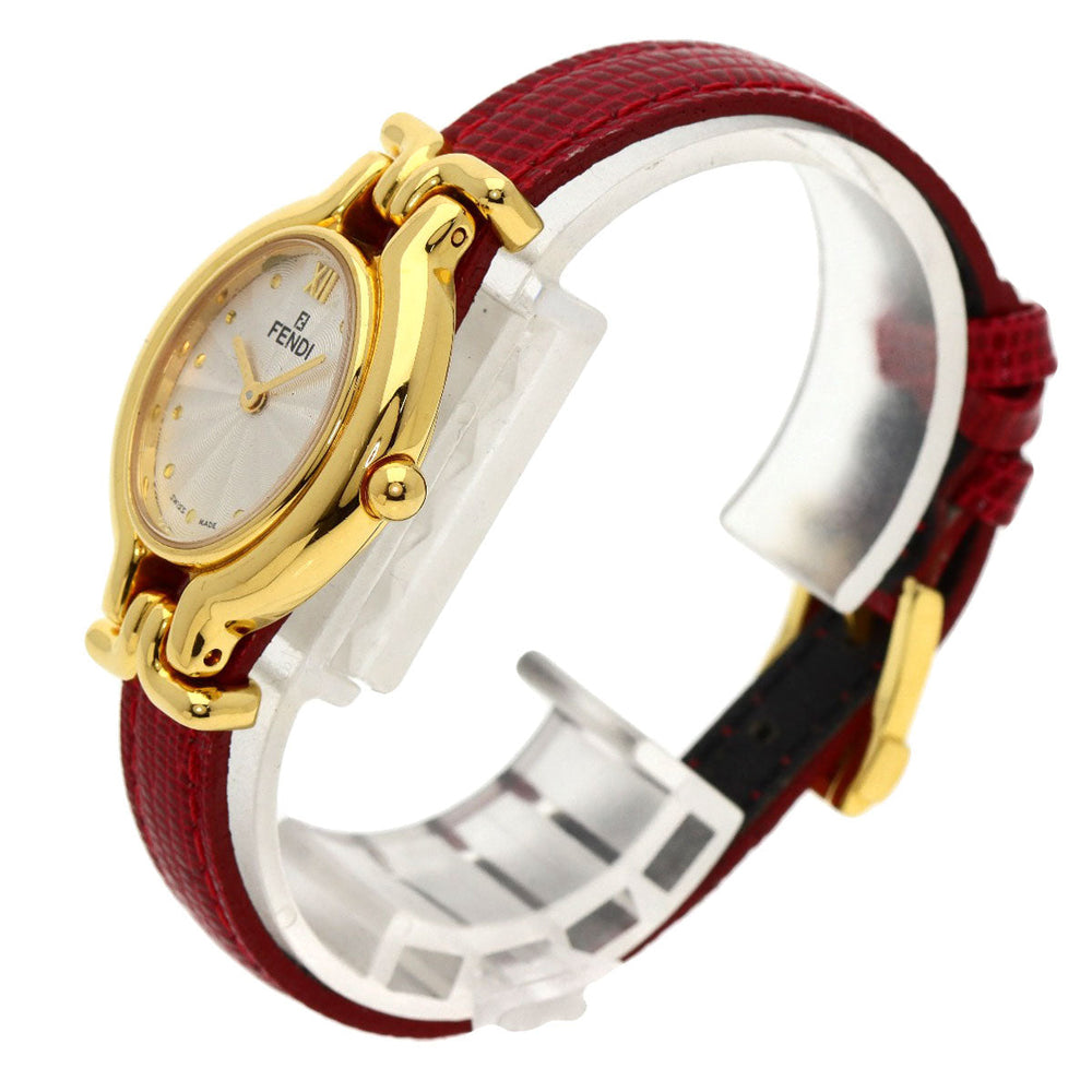 FENDI Watches Quartz 640L Gold Plated gold Oval Face Change Belt Silver dial