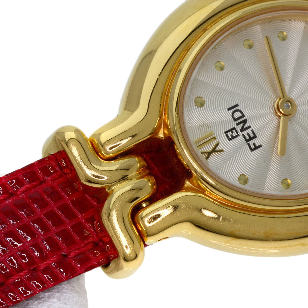 FENDI Watches Quartz 640L Gold Plated gold Oval Face Change Belt Silver dial