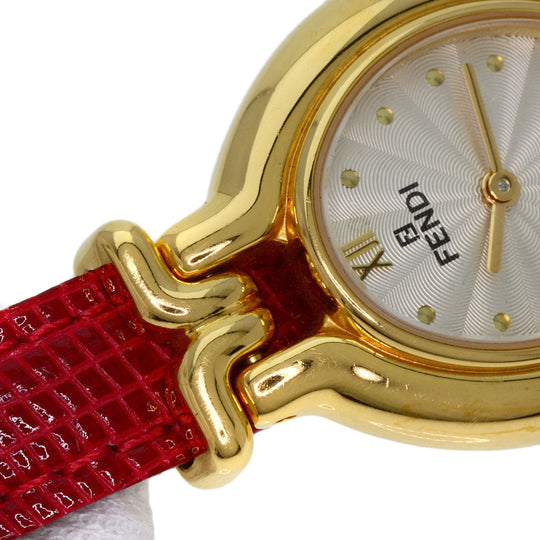 FENDI Watches Quartz 640L Gold Plated gold Oval Face Change Belt Silver dial