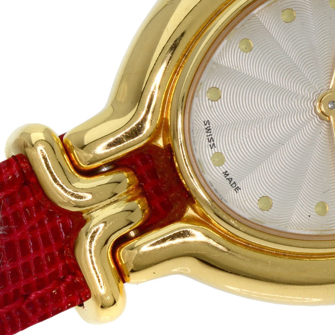 FENDI Watches Quartz 640L Gold Plated gold Oval Face Change Belt Silver dial