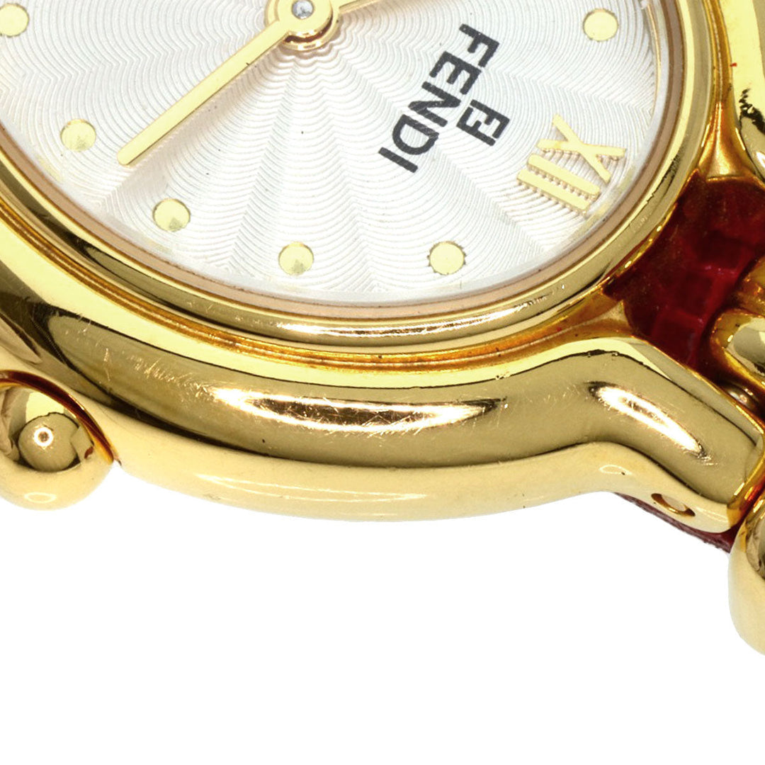 FENDI Watches Quartz 640L Gold Plated gold Oval Face Change Belt Silver dial