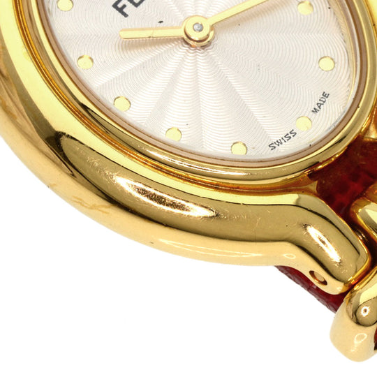 FENDI Watches Quartz 640L Gold Plated gold Oval Face Change Belt Silver dial