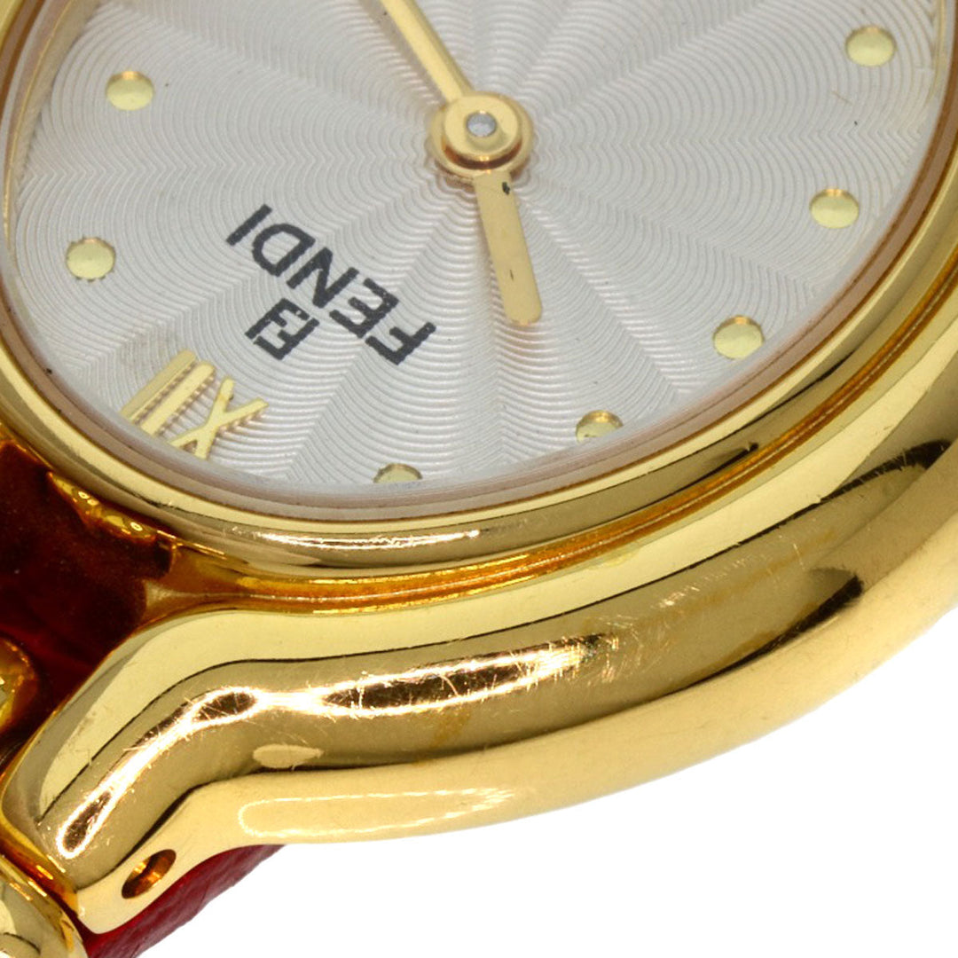 FENDI Watches Quartz 640L Gold Plated gold Oval Face Change Belt Silver dial