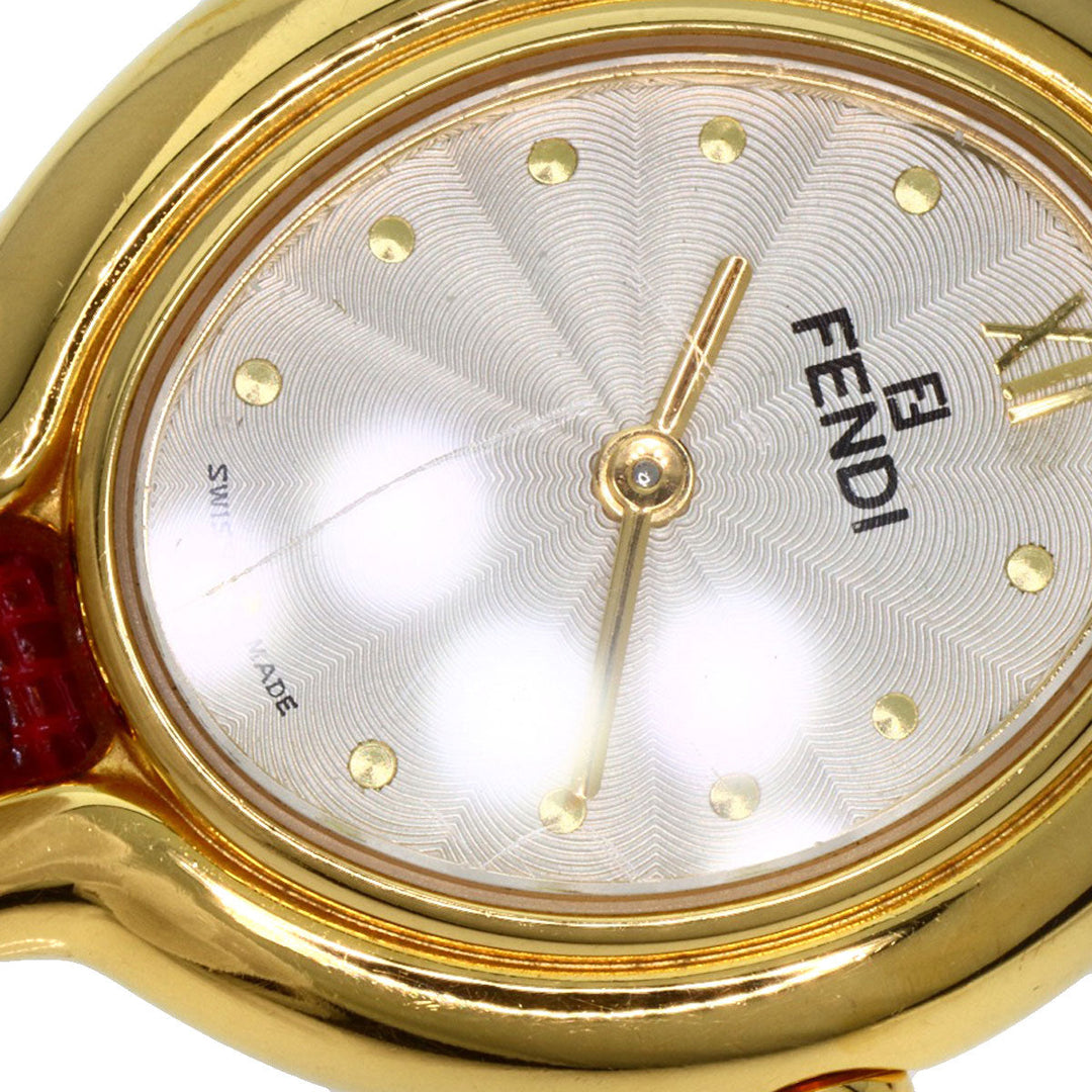 FENDI Watches Quartz 640L Gold Plated gold Oval Face Change Belt Silver dial