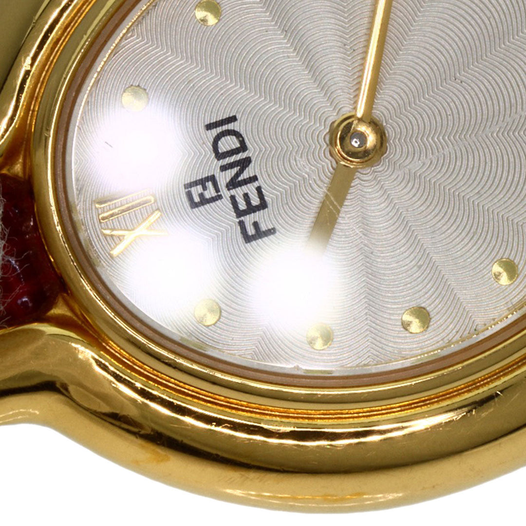 FENDI Watches Quartz 640L Gold Plated gold Oval Face Change Belt Silver dial