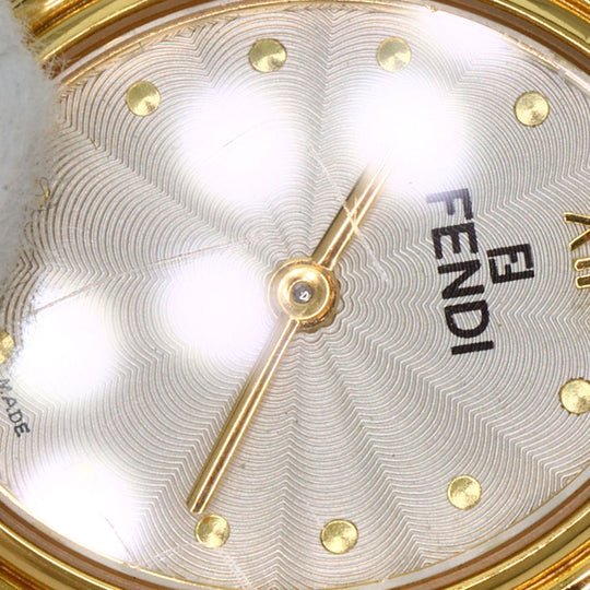 FENDI Watches Quartz 640L Gold Plated gold Oval Face Change Belt Silver dial