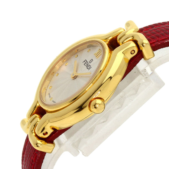 FENDI Watches Quartz 640L Gold Plated gold Oval Face Change Belt Silver dial