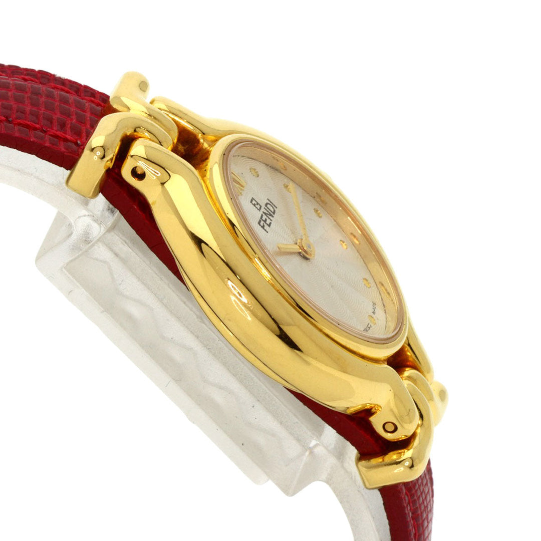 FENDI Watches Quartz 640L Gold Plated gold Oval Face Change Belt Silver dial