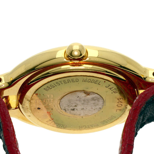 FENDI Watches Quartz 640L Gold Plated gold Oval Face Change Belt Silver dial