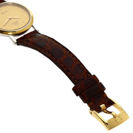 OMEGA Watches Quartz Stainless Steel, Leather gold De Ville gold dial Women Used Authentic