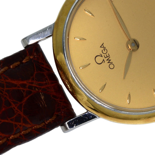OMEGA Watches Quartz Stainless Steel, Leather gold De Ville gold dial Women Used Authentic
