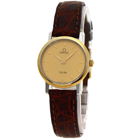 OMEGA Watches Quartz Stainless Steel, Leather gold De Ville gold dial Women Used Authentic