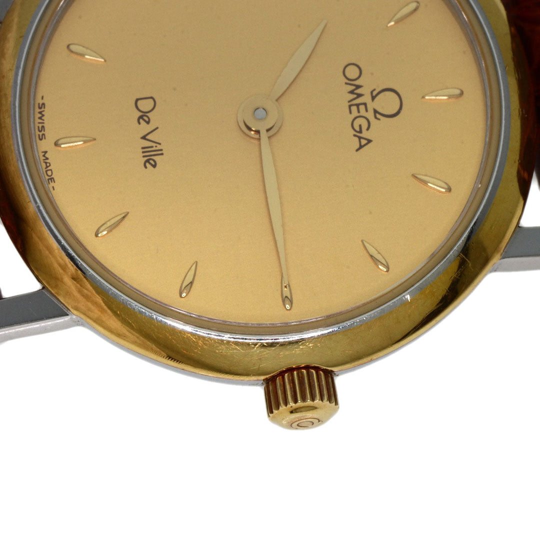 OMEGA Watches Quartz Stainless Steel, Leather gold De Ville gold dial Women Used Authentic