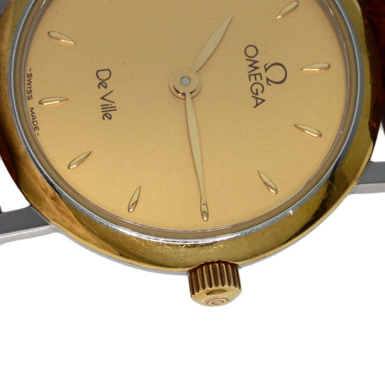 OMEGA Watches Quartz Stainless Steel, Leather gold De Ville gold dial Women Used Authentic
