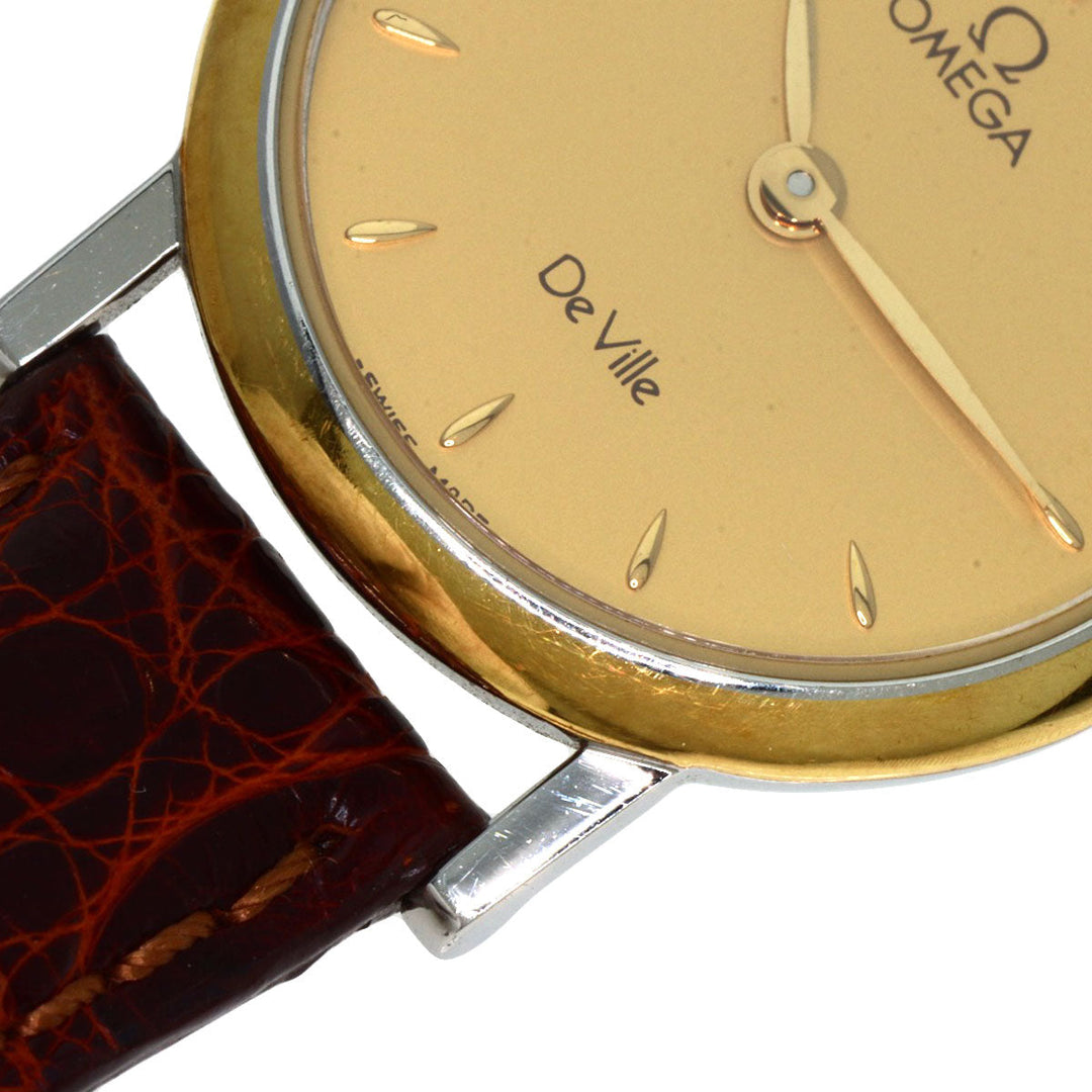 OMEGA Watches Quartz Stainless Steel, Leather gold De Ville gold dial Women Used Authentic