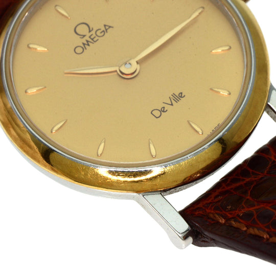 OMEGA Watches Quartz Stainless Steel, Leather gold De Ville gold dial Women Used Authentic